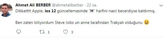 ‘H Harfini Yok Sayan İos Sosyal Medyayı Salladı