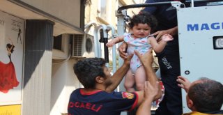 7 Katlı Binada Çıkan Yangında Mahsur Kalan 10 Kişi İtfaiye Tarafından Kurtarıldı