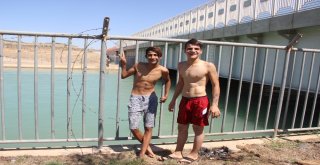(Özel) Şanlıurfada Sulama Kanalında Gençlerin Tehlikeli Serinliği