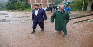 Başkan Gümrükçüoğlu Araklıdaki Sel Bölgesinde İncelemelerde Bulundu