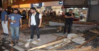 Ağrıda Fırtına Dükkanların Çatısını Uçurdu: 1 Kişi Yaralandı