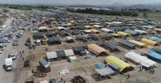 Kurban Pazarındaki Hareketlilik Havadan Görüntülendi
