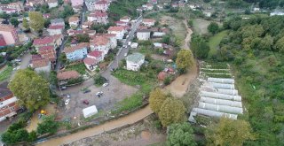 Beykozda Taşan Derenin Verdiği Hasar Havadan Görüntülendi