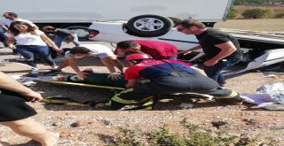 Denizlide Otomobil Takla Attı, Aile Ölümden Döndü