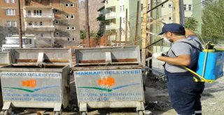 Hakkarideki Çöp Konteynerleri Dezenfekte Edildi