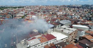 (Özel) Beyoğlunda Tekstil Atölyesindeki Yangın Havadan Görüntülendi