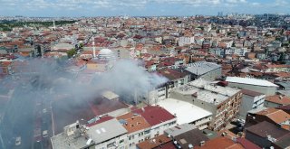 (Özel) Beyoğlunda Tekstil Atölyesindeki Yangın Havadan Görüntülendi