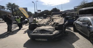 (Özel) Beyoğlunda Sürücü Takla Atan Otomobilden Burnu Bile Kanamadan Çıktı