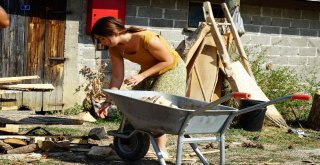 (Özel) Üniversiteli Genç Kız, Kastamonuda İmece Usulü Köy İşlerinde Çalışıyor