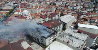 (Özel) Beyoğlunda Tekstil Atölyesindeki Yangın Havadan Görüntülendi