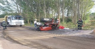 Hatalı Sollama Yapan Kamyonla Traktör Çarpıştı: 1 Yaralı