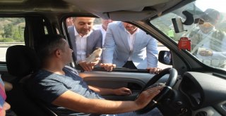 Bayram İçin Yola Çıkanlara Tuz İkram Ettiler