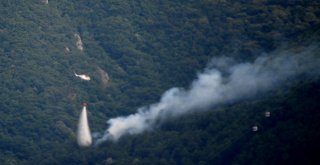 Uludağ Eteklerinde Orman Yangınına 2 Helikopter Havadan Müdahale Ediyor