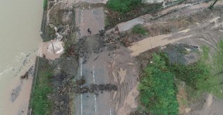 Trabzonun Araklı İlçesinde Yaşanan Selin Boyutu Havadan Görüntülendi