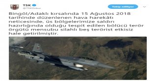 Bingölde Saldırı Hazırlığındaki 5 Terörist Öldürüldü