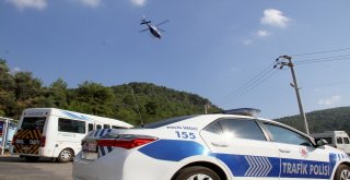 Fethiyede Helikopter İle Havadan Trafik Denetimi