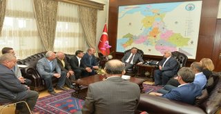 İspanyadan Dönen Muhtarlar Vali Yazıcıyı Ziyaret Etti