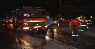 Kaza Sonrası Otomobili Yanan Sürücüler Olay Yerinden Kaçtı