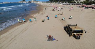 (Özel) Şile Plajındaki Temizlik Çalışmaları Havadan Görüntülendi