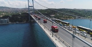 Trafiğe Kapatılan 15 Temmuz Şehitler Köprüsü Havadan Görüntülendi