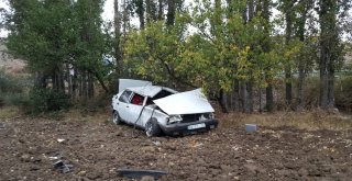 Otomobil Ağaçlık Alana Uçtu : 1 Yaralı