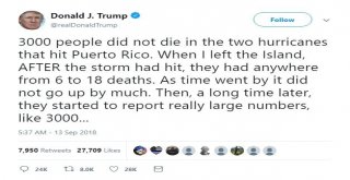 Trump: “Porto Ricoda 3 Bin Kişi Ölmedi”