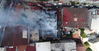 (Özel) Beyoğlunda Tekstil Atölyesindeki Yangın Havadan Görüntülendi