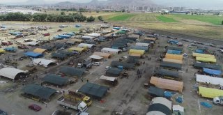 Kurban Pazarındaki Hareketlilik Havadan Görüntülendi