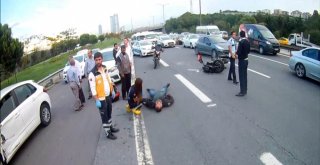 (Özel) Tem Otoyolunda Edsden Kaçan Sürücü Motosiklete Çarptı: 1 Yaralı