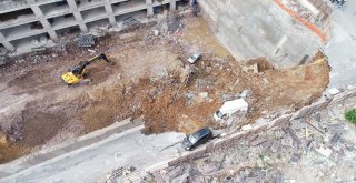 Ümraniyede Çöken İstinat Duvarı Havadan Görüntülendi