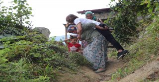 600 Metrelik Yolu Annesinin Sırtında Gidiyor