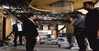 Başkan Türkmenoğlundan Yangında Hasar Gören İş Yerlerine Ziyaret