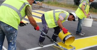 Çorluda Yaya Çizgileri Bakım Ve Onarım Çalışmaları Sürüyor
