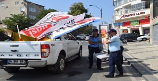 Kaldırım İşgali Yapan Reklam Tabelaları Toplatıldı