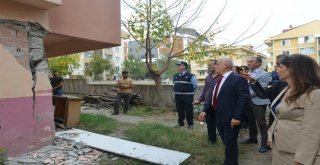 Bozbey Kirişleri Çatlayan Apartmanı İnceledi