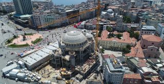 (Özel Haber) Kubbesine Kurşun Dökülmeye Başlanan Taksim Camiinde Son Durum Havadan Görüntülendi
