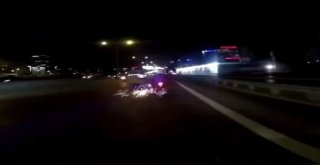(Özel) E-5 Karayolunda Tek Teker Kazası Kamerada