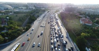 Okulların Açıldığı İlk Gün Akşam Trafiği Havadan Görüntülendi