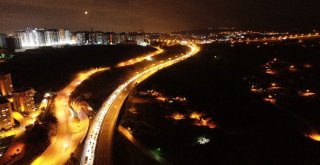 Temde Bayram Yoğunluğu Gece Saatlerinde Havadan Görüntülendi