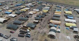 Kurban Pazarındaki Hareketlilik Havadan Görüntülendi