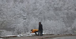 Abant Tabiat Parkı Kar Yağışıyla Beyazlara Büründü