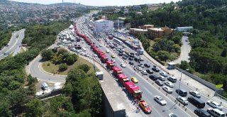 Trafiğe Kapatılan 15 Temmuz Şehitler Köprüsü Havadan Görüntülendi