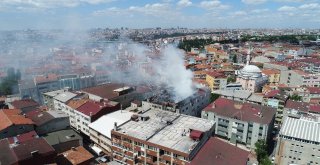 (Özel) Beyoğlunda Tekstil Atölyesindeki Yangın Havadan Görüntülendi