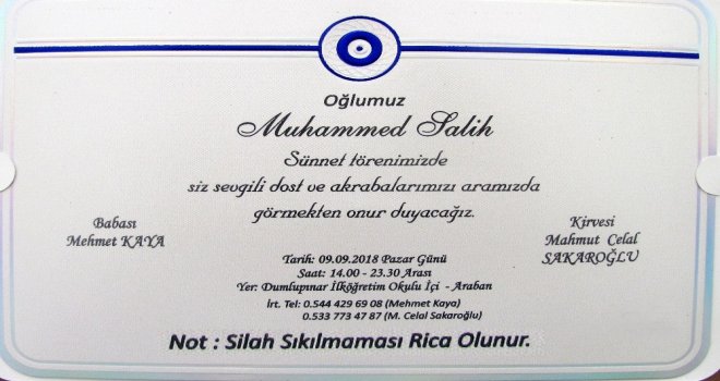 Davetiyeye ‘Silah Sıkılmasın Yazdırdı