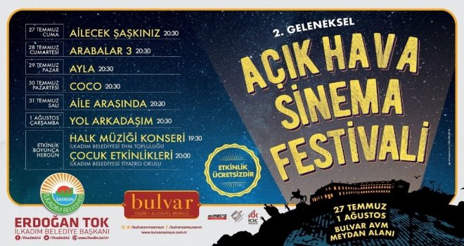 İlkadım Belediyesi Açık Hava Sinema Festivali Başlıyor