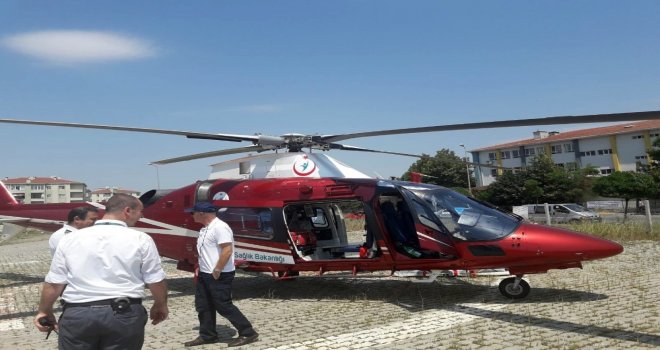 (Özel) Yaralı İşçi Helikopterle Hastaneye Sevk Edildi