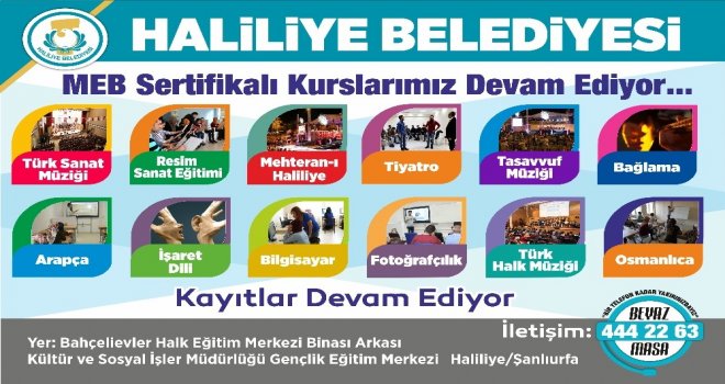 Haliliye Belediyesinde Kurs Kayıtları Devam Ediyor