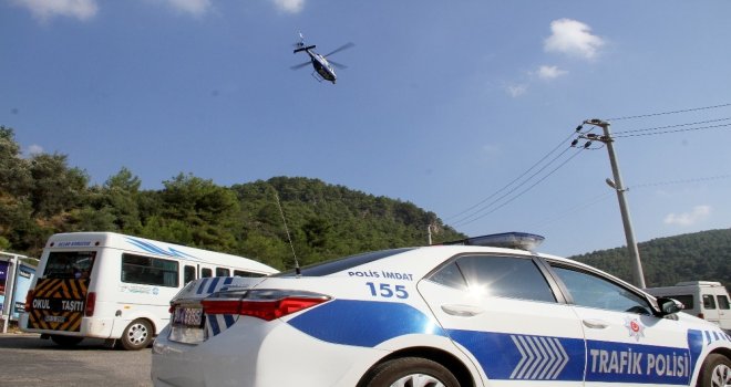 Fethiyede Helikopter İle Havadan Trafik Denetimi