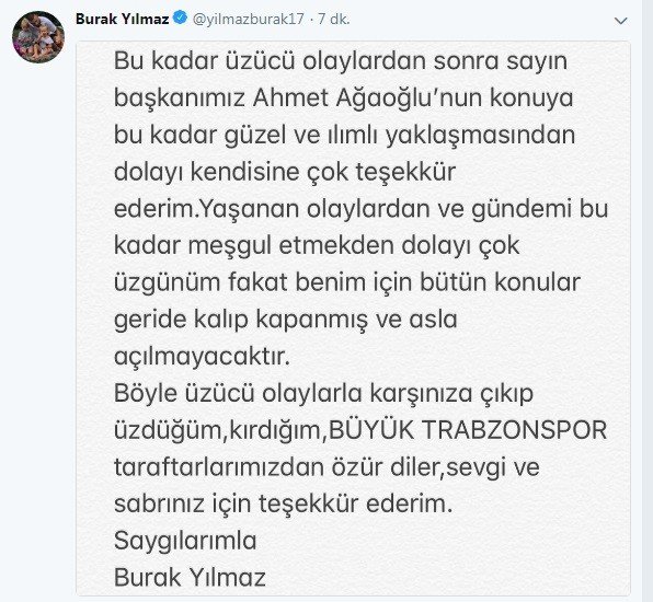 Burak Yılmaz Özür Diledi