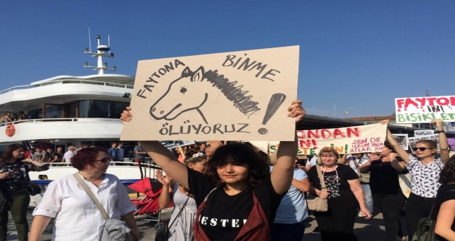 Büyükadada ‘Faytona Son, Atlara Özgürlük Eylemi